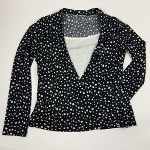Belk Blouse Womens Round Neck Long Sleeve Built In Cami Black